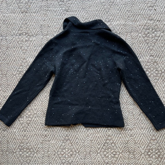 NWT Vintage Talbots Wool Blend Sequin Cardigan Black Women's M Holiday - Picture 4 of 5